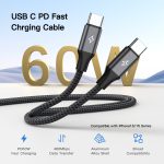 UNIEAN Factory Wholesale 2M 3M 5V2A 60W Type C Usb Fast Charging Cable 2.0 USB C to C Cable Data Cables for Iphones - Image 2