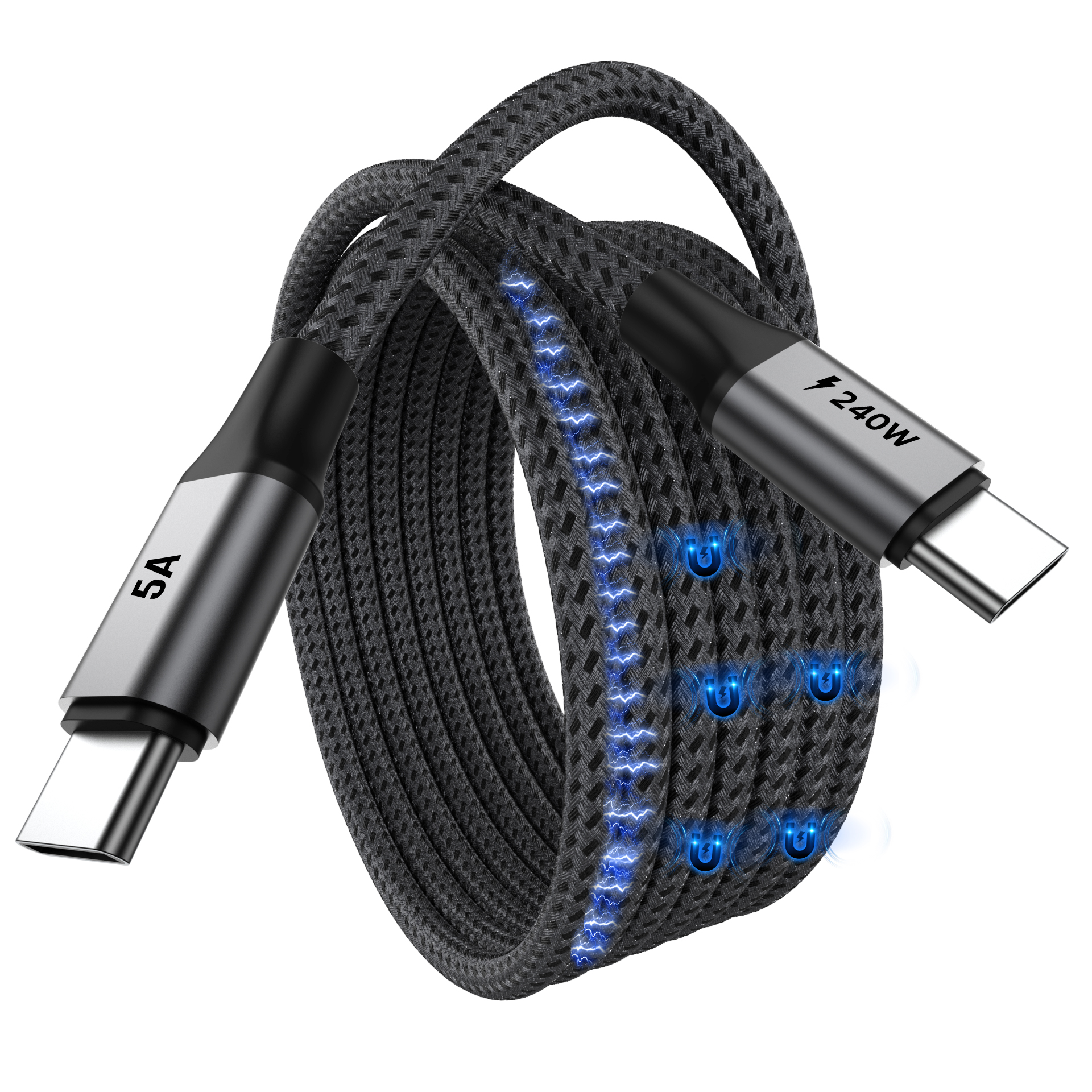 Ha74c02967cf24061a52bf0f3d3085d35w.jpg UNIEAN Wholesale Magnetic PD240W 100W 60W Braided Type C Usb Fast Charging Cable Data Cables for iphone 15 - Image 1