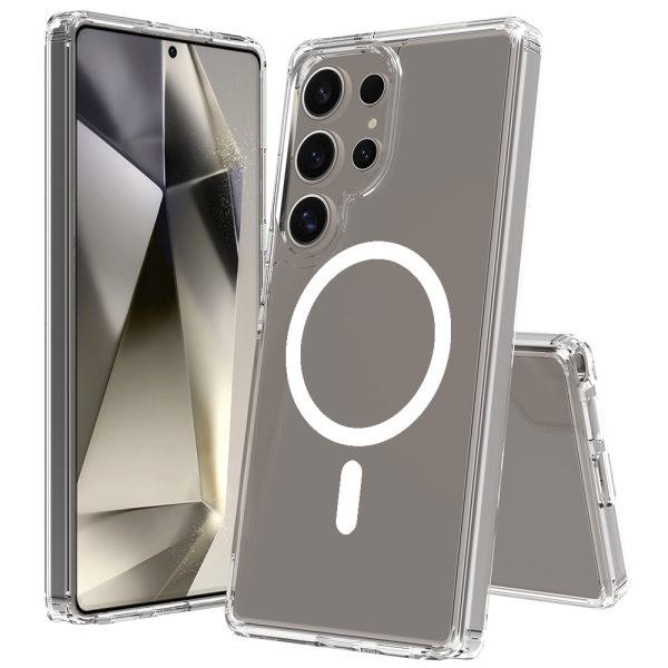 For Samsung S25 Ultra Case Magnetic Mobile Phone Case with Wireless Charging Clear Cell Phone Case Back Cover for S24 S25 Ultra