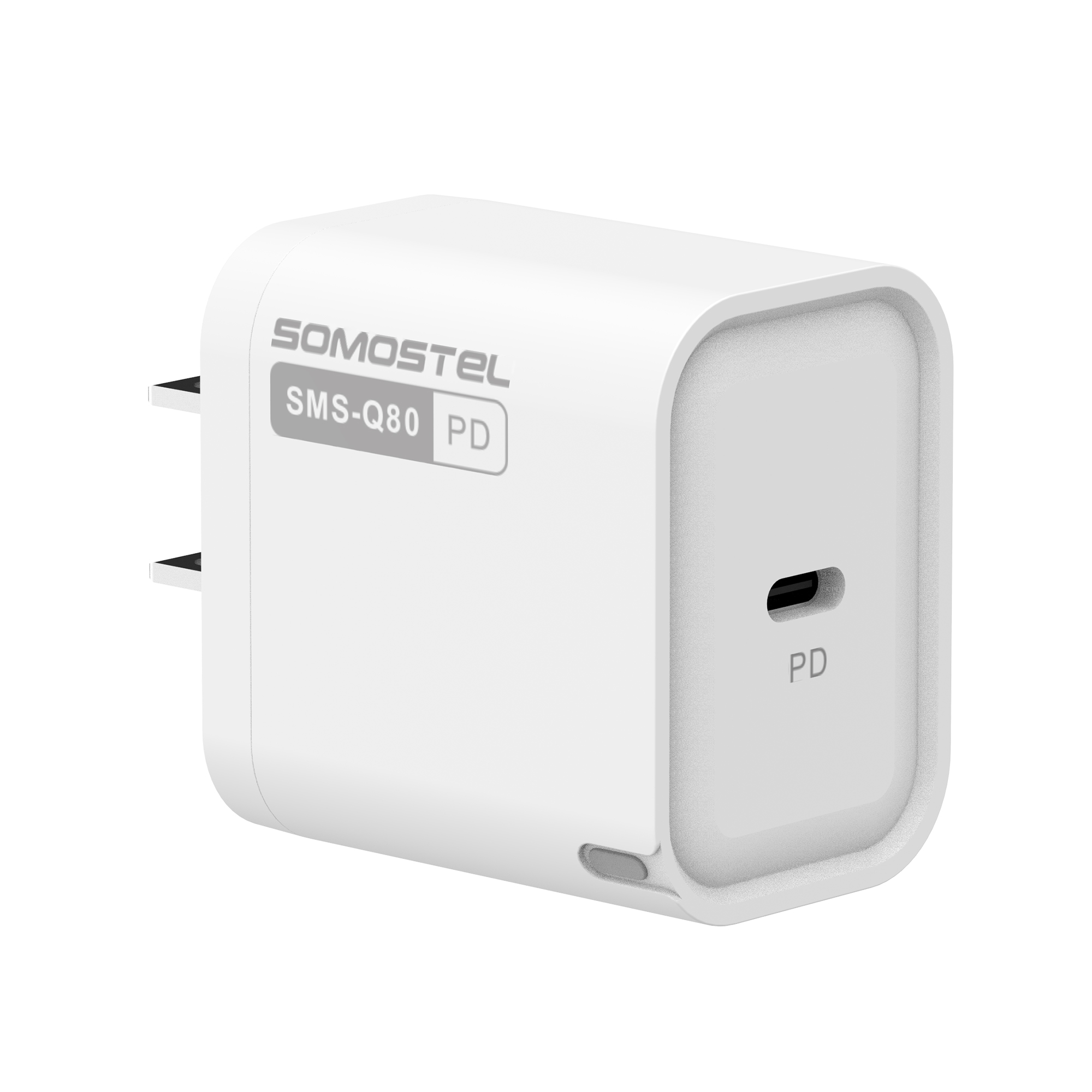 H29cd0ee73bba438db319b216765f8448A.jpg SOMOSTEL New Products SMS-Q80 PD 20W 2 IN 1 FAST TRAVEL PD CHARGER with PD CABLE for US plug EU plug for mobile phone - Image 1