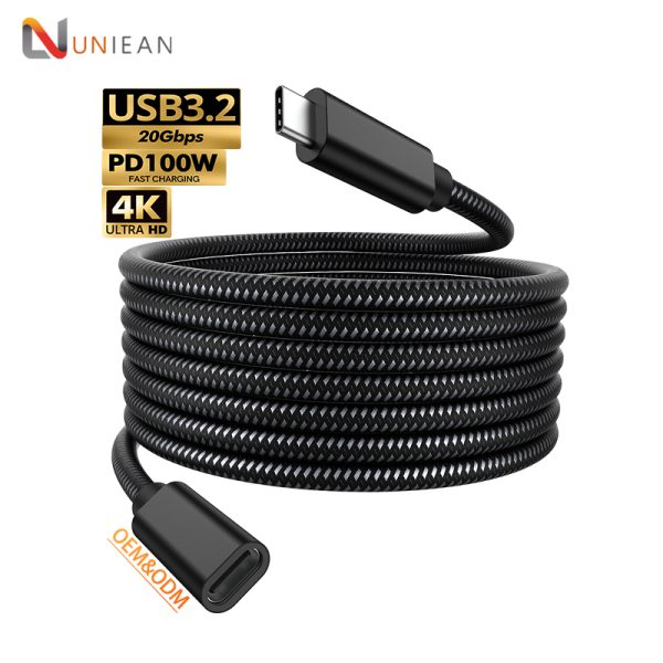 UNIEAN Wholesale 2M 3M USB 3.2 C Female 4K to Usb Male Type C Usb Fast Charging Cable Data Cables for Iphones 15 Pro Max