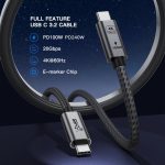 UNIEAN USB3.2 High Quality Nylon Braided Aluminum Alloy Housing 20Gbps 3.2 Gen2 USB-C Type C Cable PD100W Fast Charging - Image 3