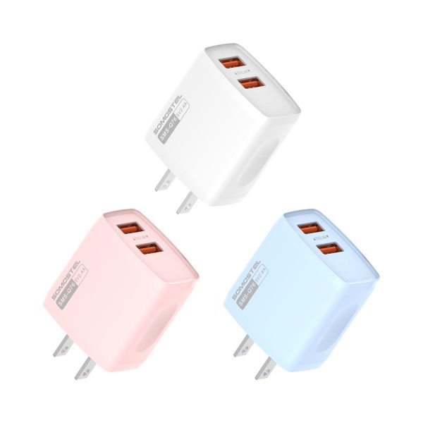 Somostel SMS-Q76 Dual USB Charger 2.4A Colorful Charger With Cable for IPhone Cargadores De Carga Rapida