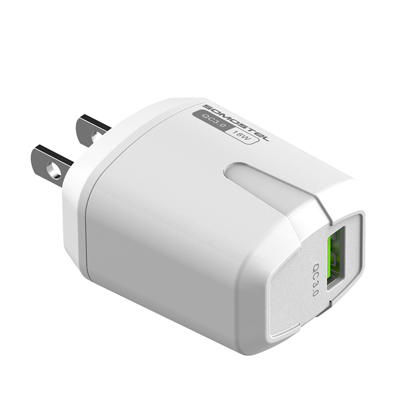 H50b8cdd503a04e608dab71da3d0279c6C.jpg SOMOSTEL Good quality SMS-Q02 QC3.0 18W 2 IN 1 USB CHARGER with USB CABLE for US plug EU plug for mobile phone - Image 1